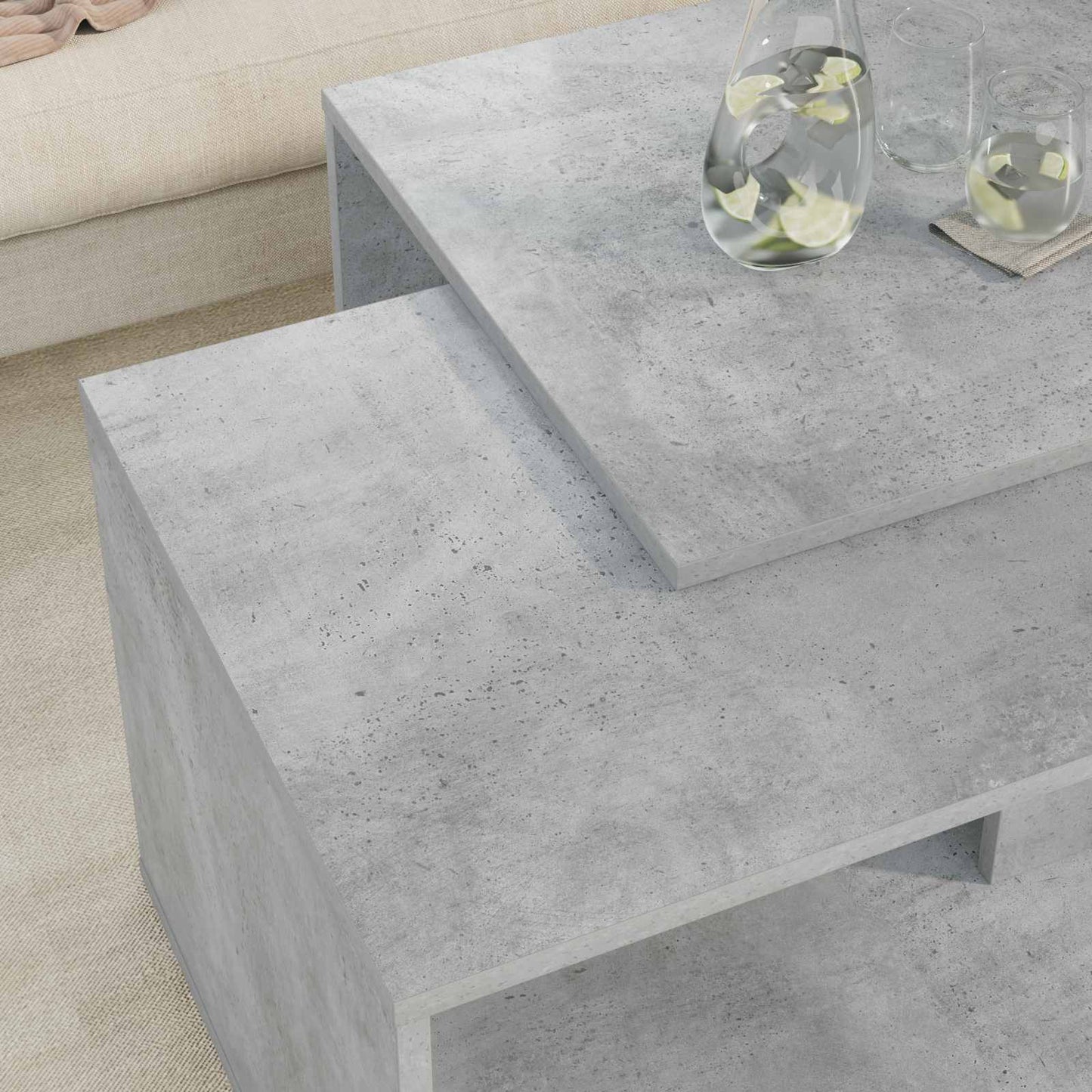 Coffee Table Set 2 pcs Concrete Grey Engineered Wood