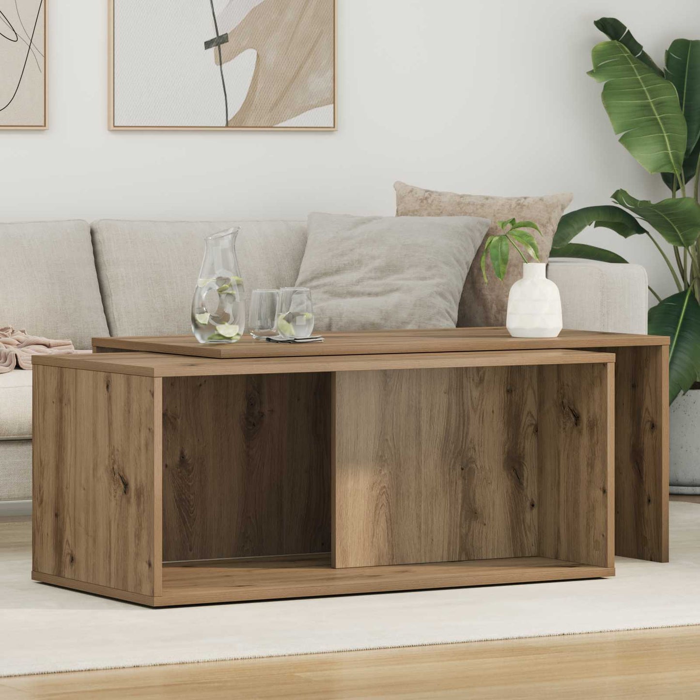 Coffee Table Set 2 pcs Artisan Oak Engineered Wood