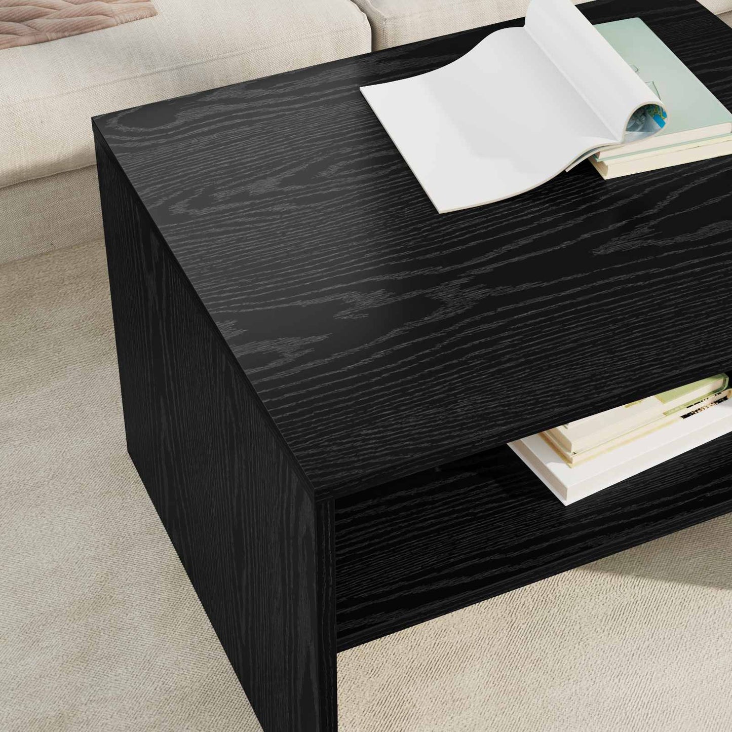 Coffee Table Black Oak 60 x 50 x 40 cm Engineered Wood