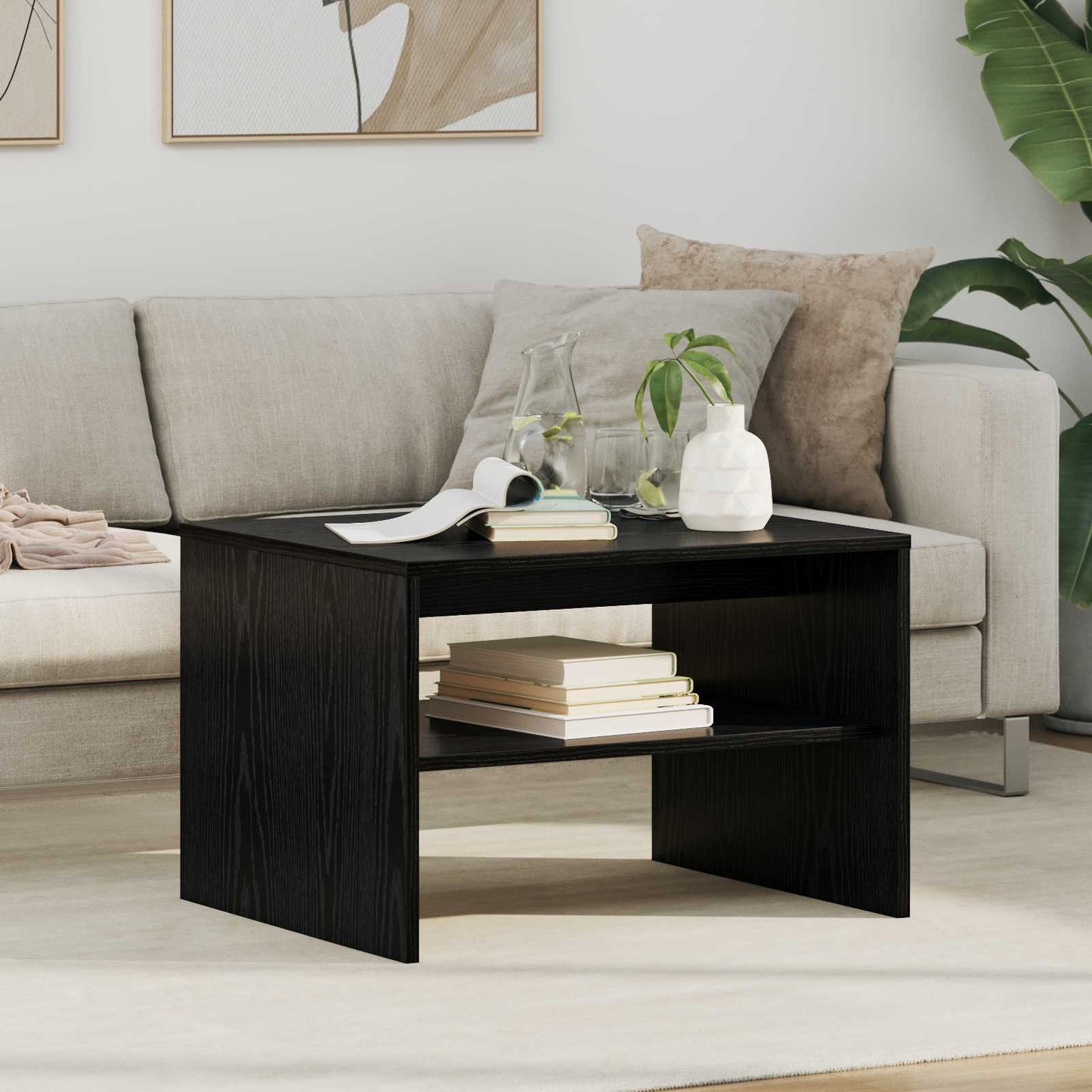 Coffee Table Black Oak 60 x 50 x 40 cm Engineered Wood