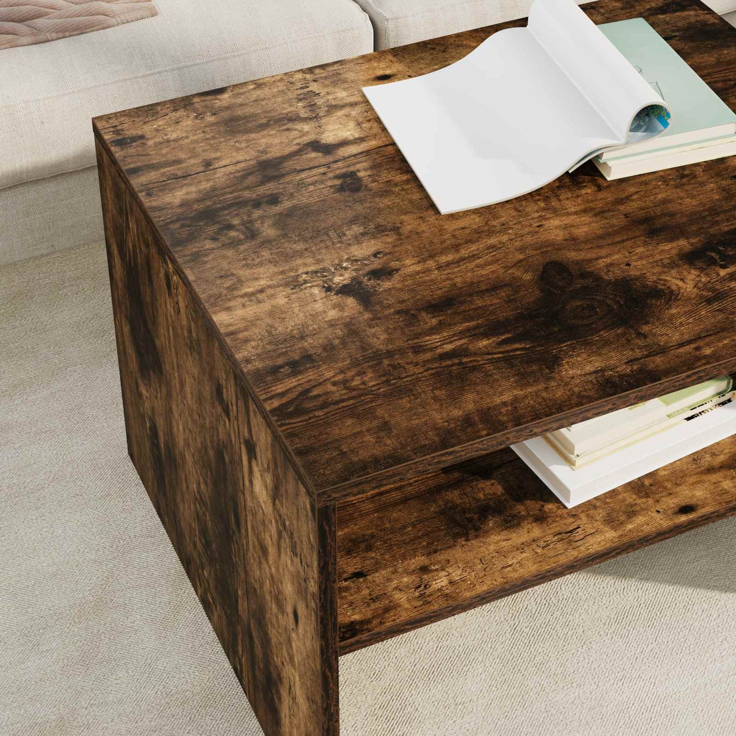 Coffee Table Smoked Oak 60 x 50 x 40 cm Engineered Wood