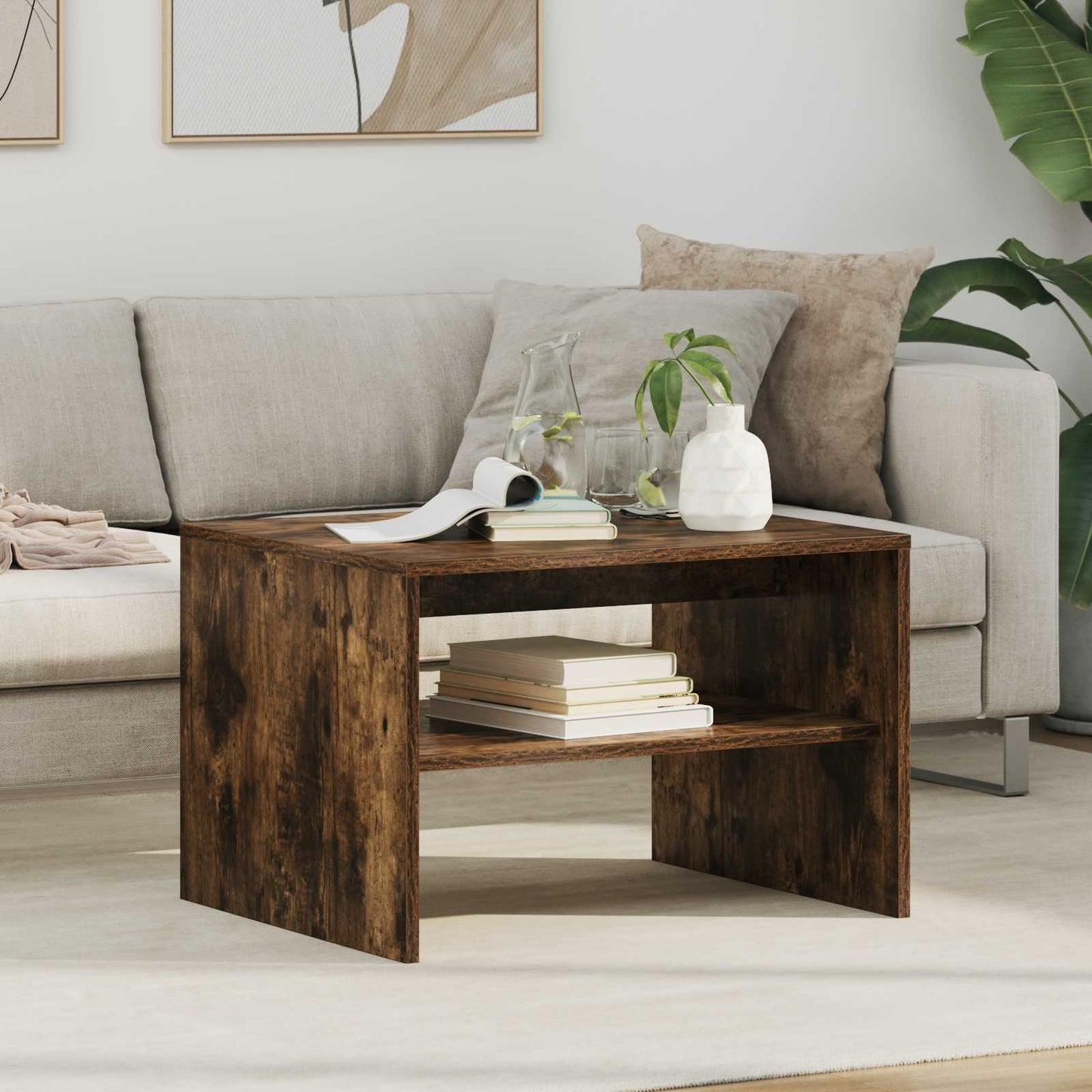 Coffee Table Smoked Oak 60 x 50 x 40 cm Engineered Wood