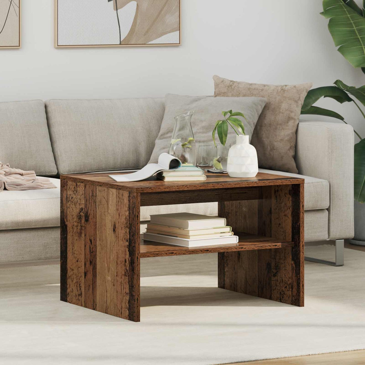 Coffee Table Old Wood 60 x 50 x 40 cm Engineered Wood