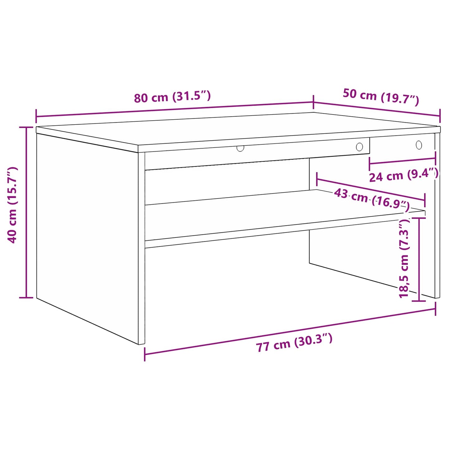 Coffee Table White 80 x 50 x 40 cm Engineered Wood