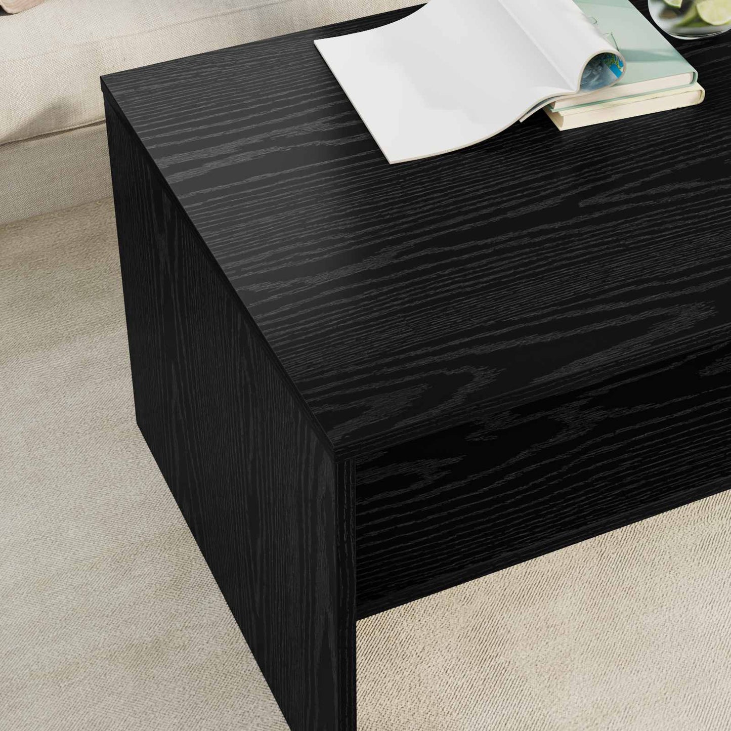 Coffee Table Black Oak 80 x 50 x 40 cm Engineered Wood