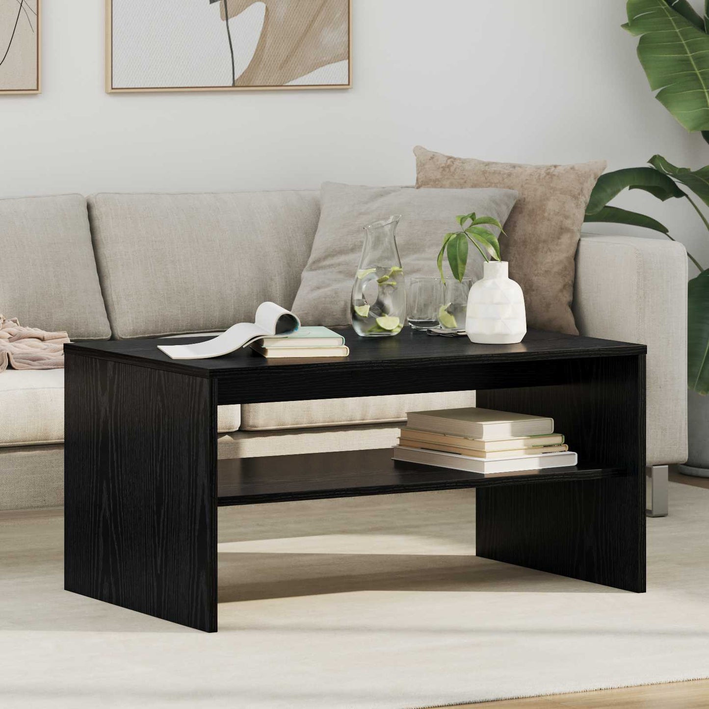 Coffee Table Black Oak 80 x 50 x 40 cm Engineered Wood