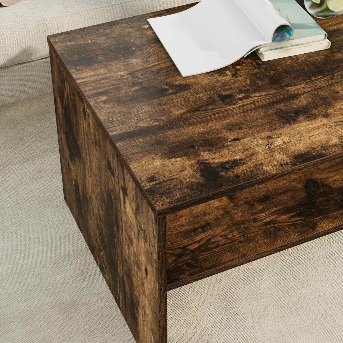 Coffee Table Smoked Oak 80 x 50 x 40 cm Engineered Wood