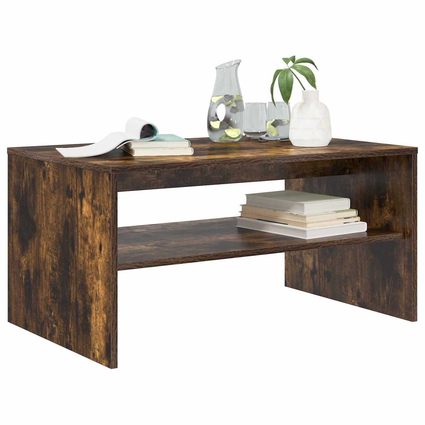 Coffee Table Smoked Oak 80 x 50 x 40 cm Engineered Wood