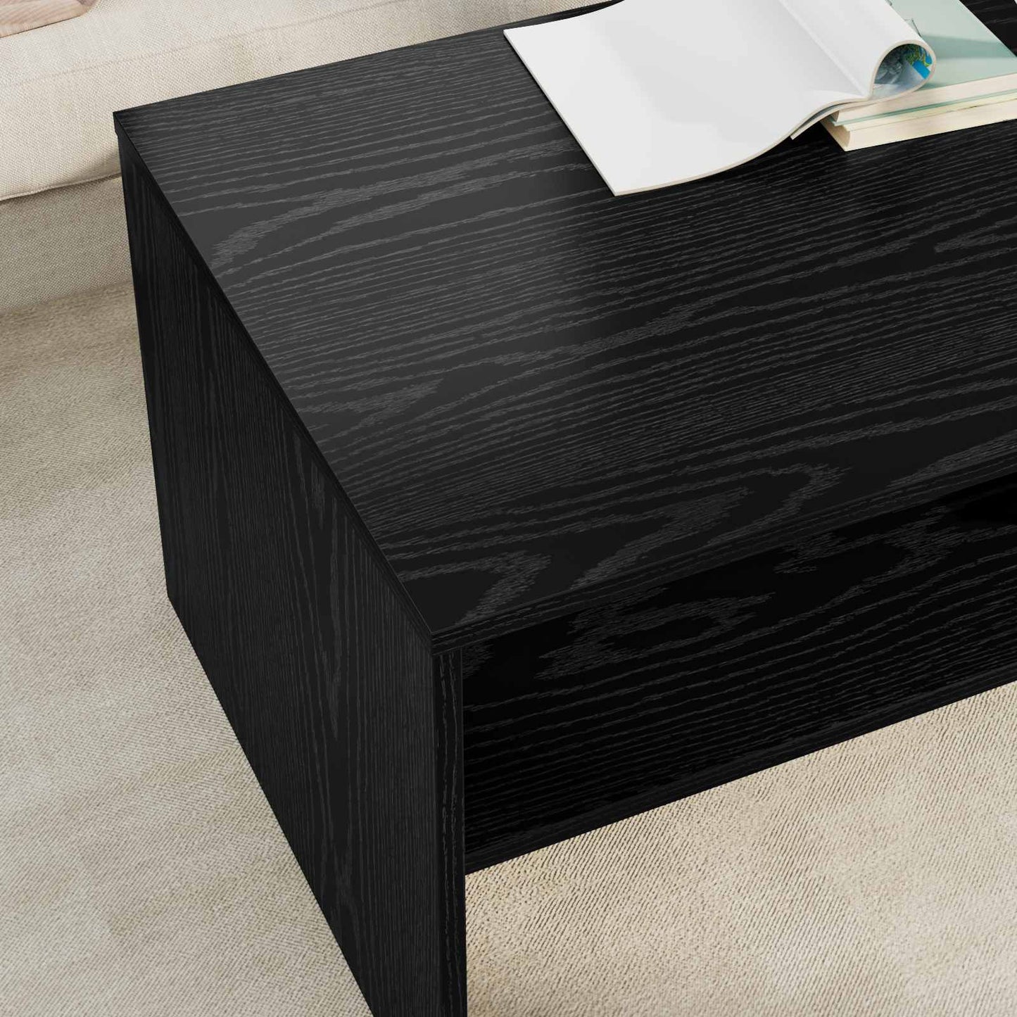 Coffee Table Black Oak 100 x 50 x 40 cm Engineered Wood