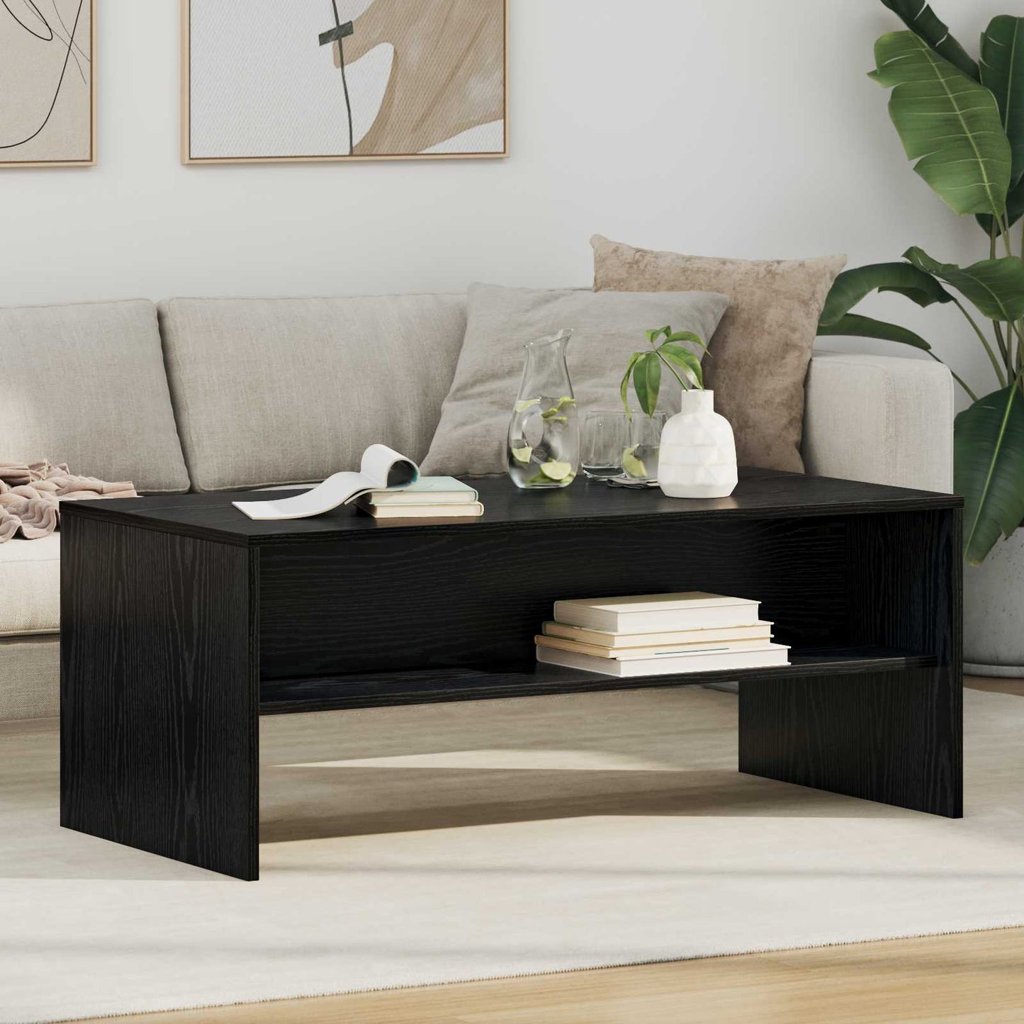 Coffee Table Black Oak 100 x 50 x 40 cm Engineered Wood