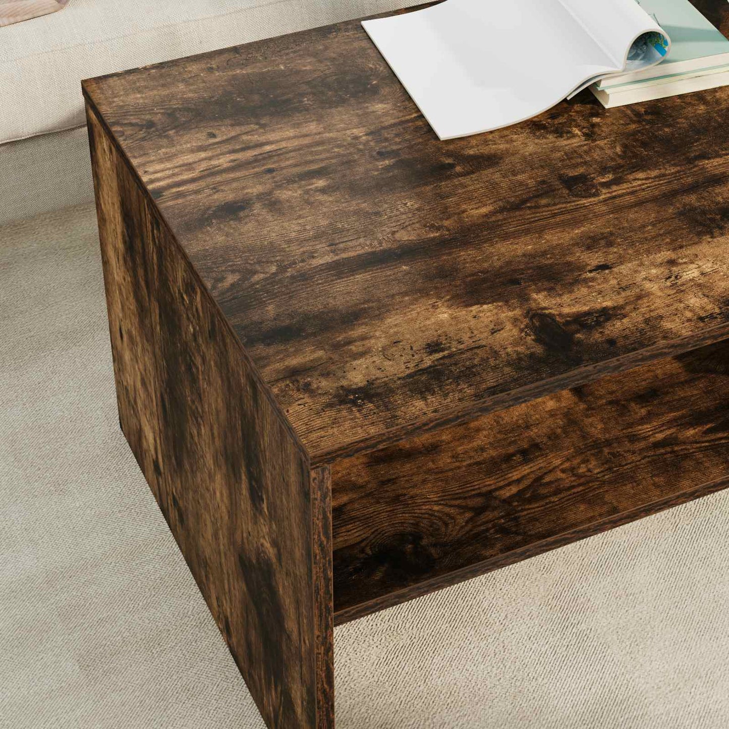 Coffee Table Smoked Oak 100 x 50 x 40 cm Engineered Wood