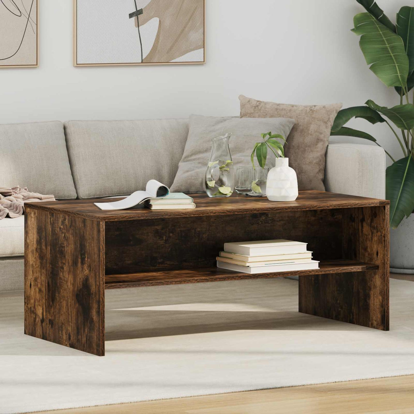 Coffee Table Smoked Oak 100 x 50 x 40 cm Engineered Wood