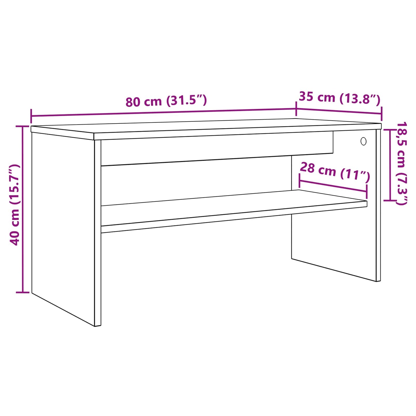 TV Cabinet 80 x 35 x 40 cm Smoked Oak Engineered Wood