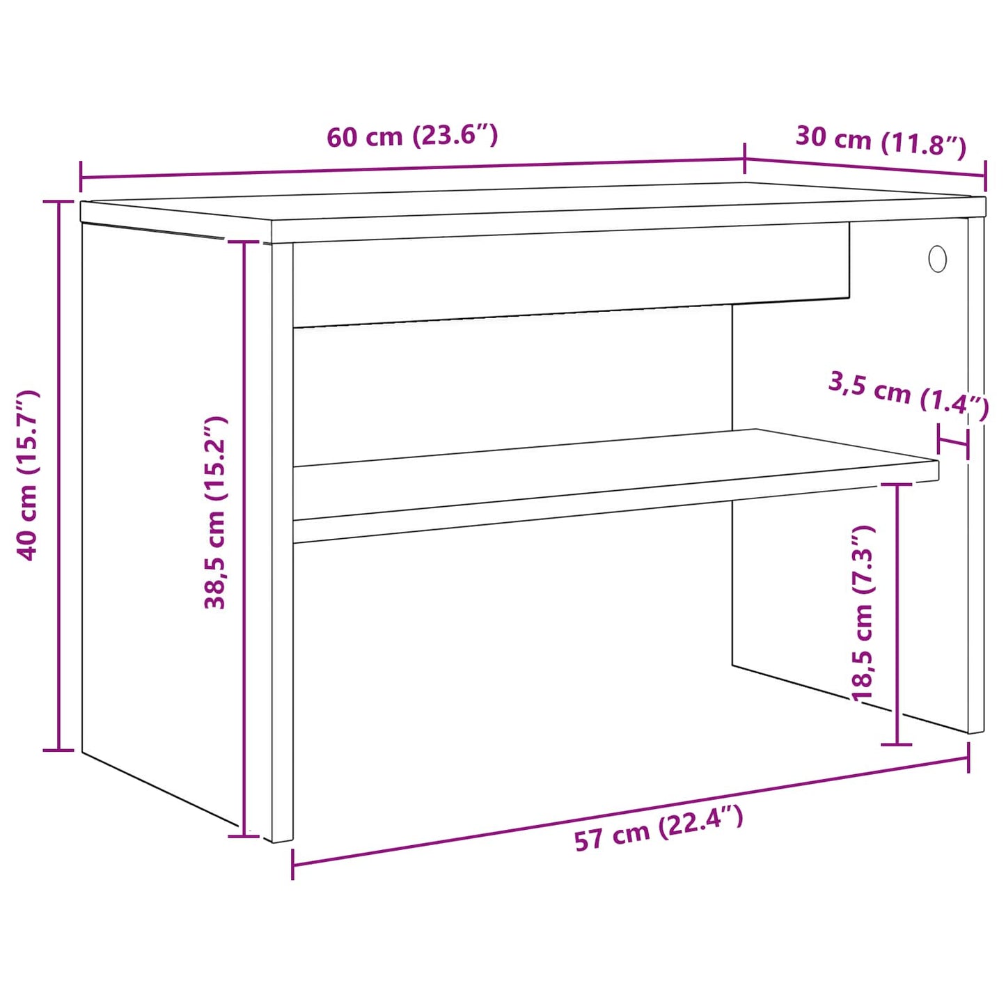 TV Cabinet 60 x 30 x 40 cm Black Oak Engineered Wood