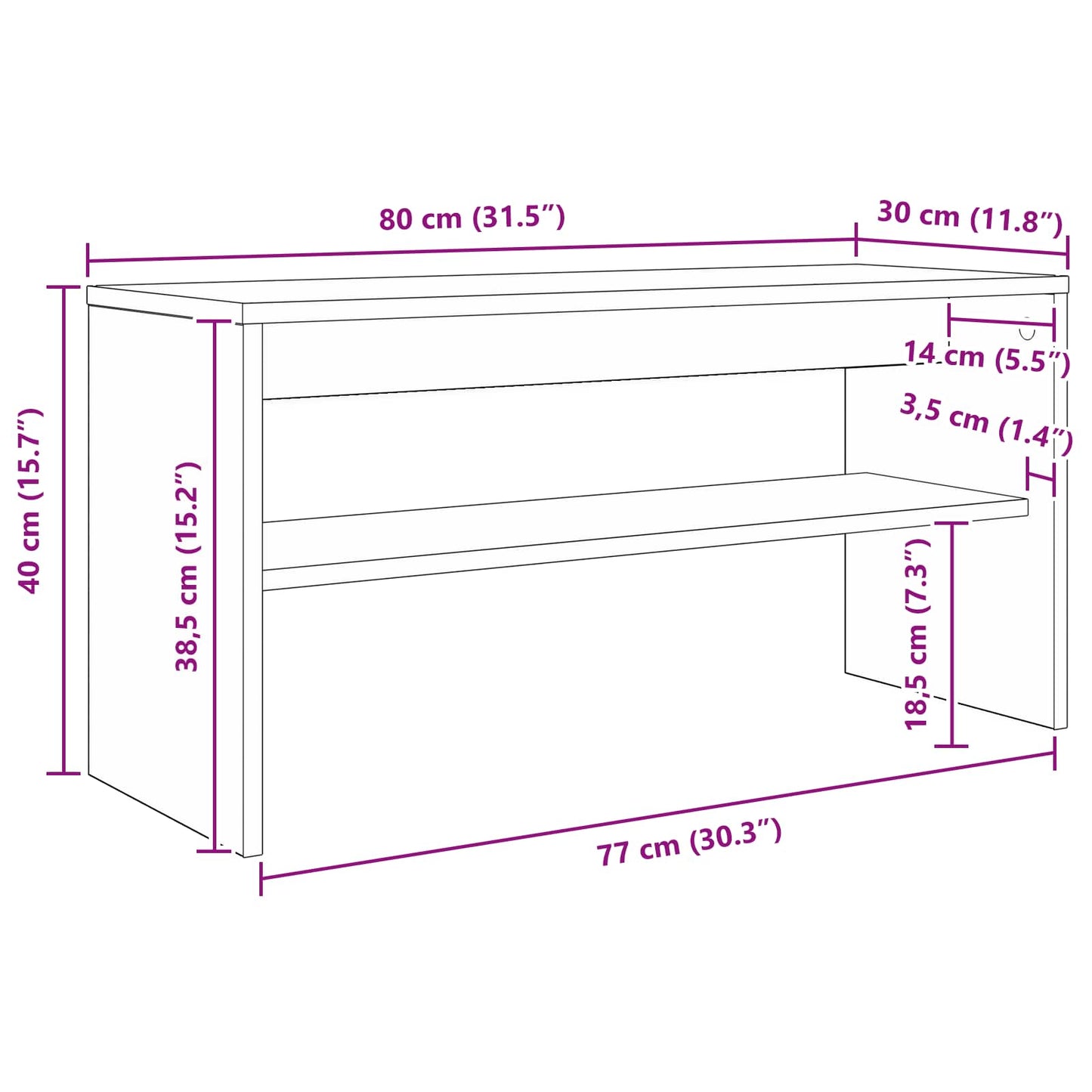 TV Cabinet 80 x 30 x 40 cm White Engineered Wood