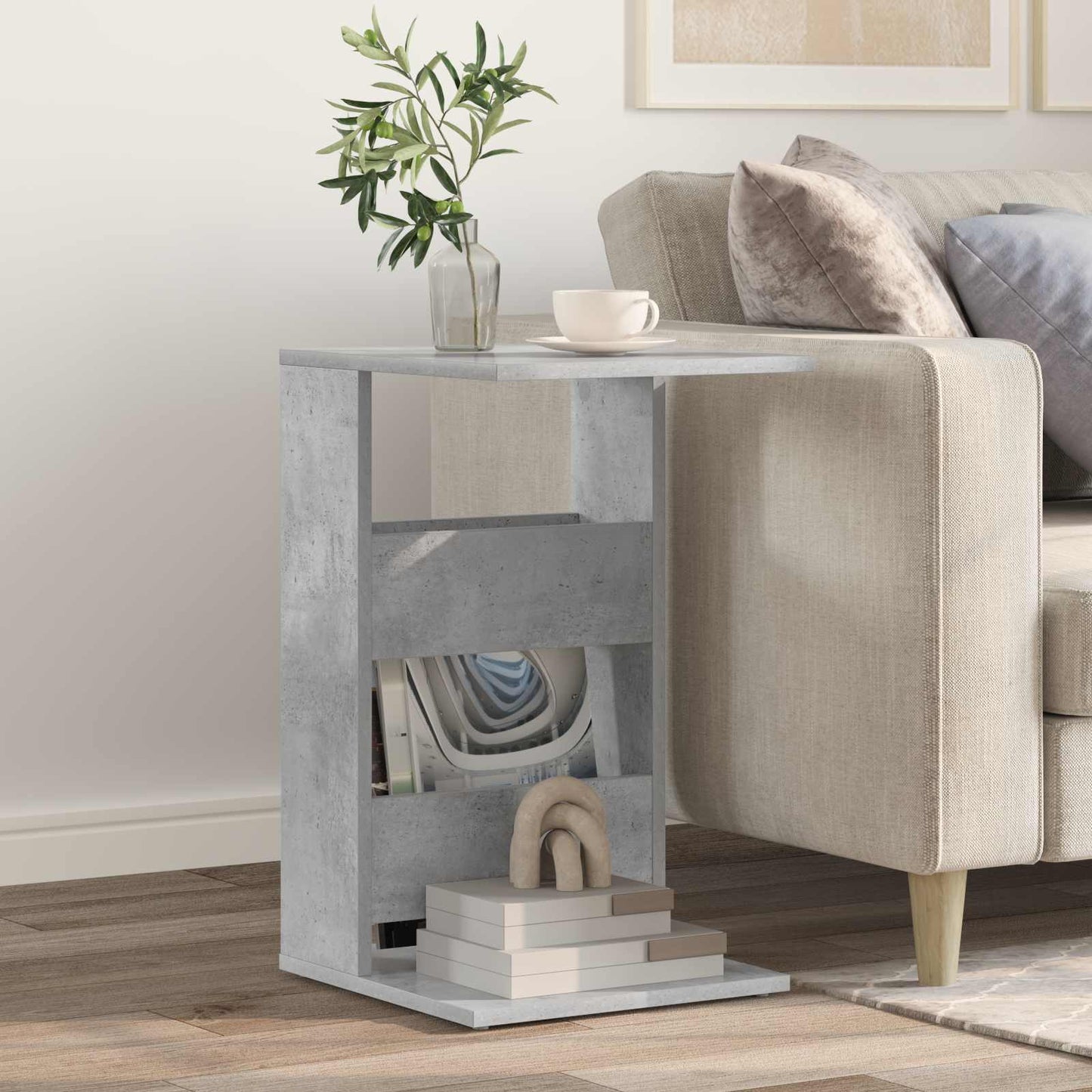 Side Table Concrete Grey 40 x 35 x 60.5 cm Engineered Wood