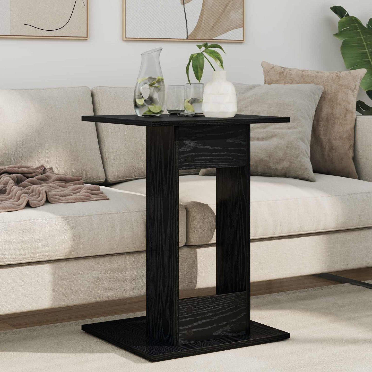 Side Table Black Oak 45 x 40 x 62.5 cm Engineered Wood