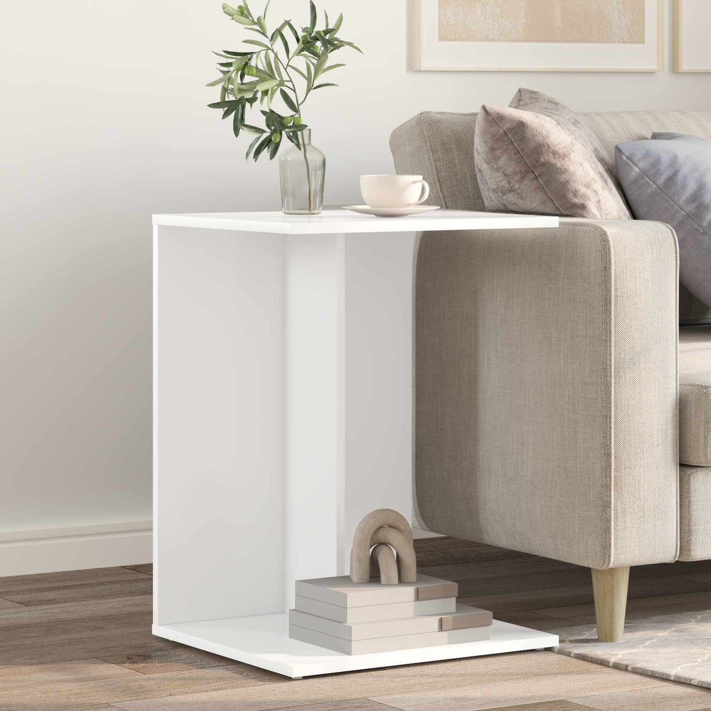 Side Table White 45 x 40 x 62.5 cm Engineered Wood