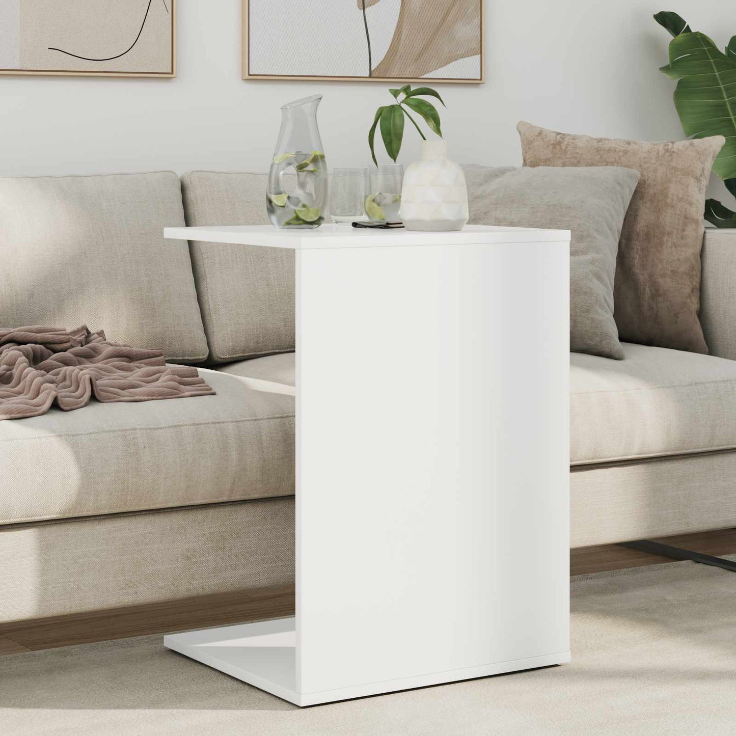 Side Table White 45 x 40 x 62.5 cm Engineered Wood