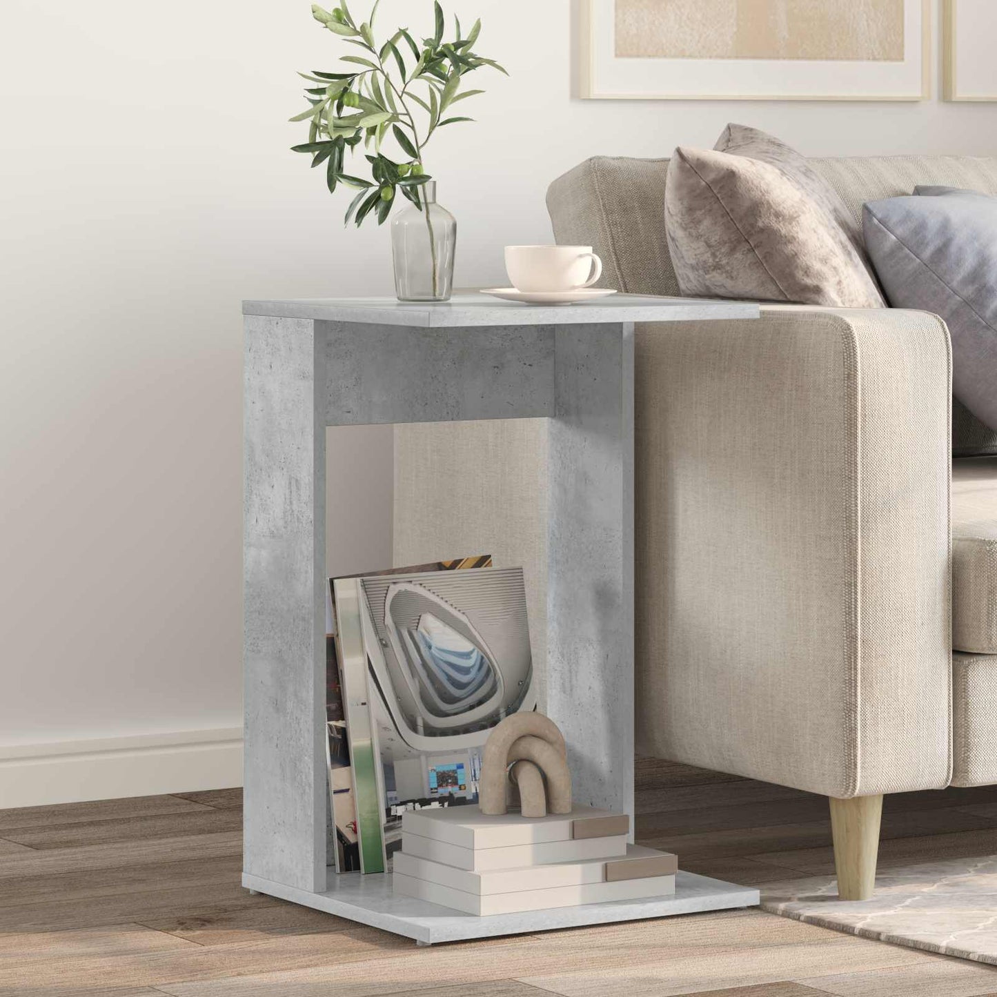 Side Table Concrete Grey 40 x 38 x 62.5 cm Engineered Wood