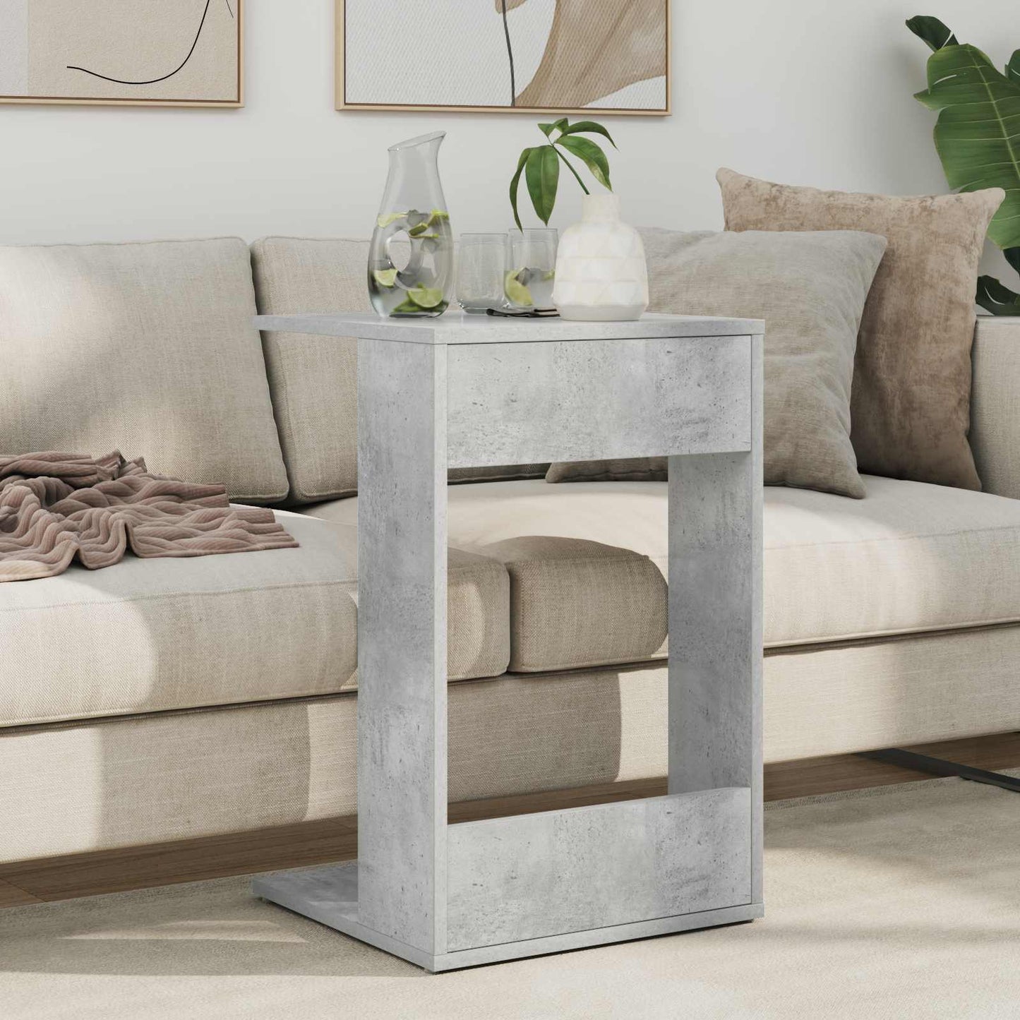 Side Table Concrete Grey 40 x 38 x 62.5 cm Engineered Wood
