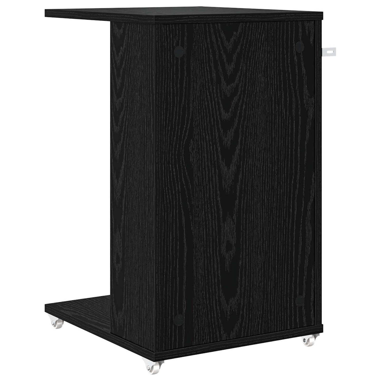 Side Table with Wheel Black Oak 40 x 35 x 60 cm Engineered Wood