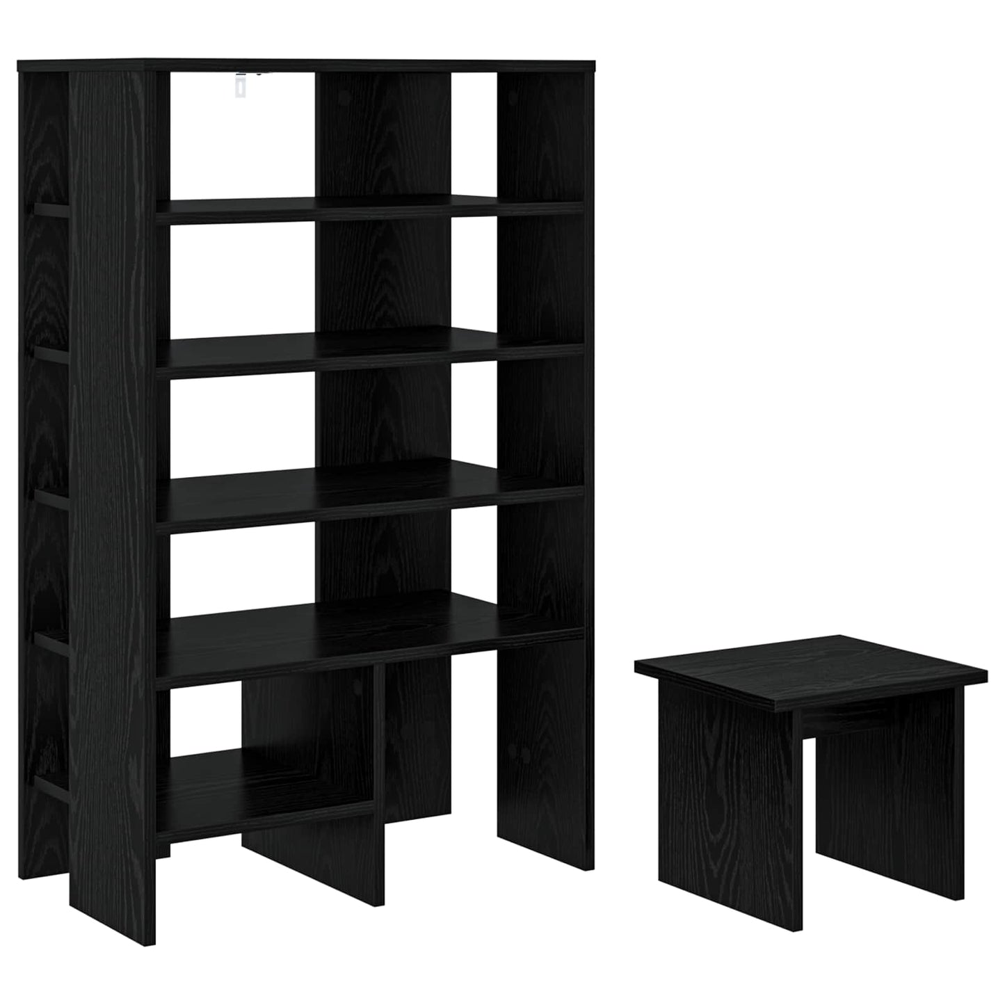 Shoe Cabinet with Shelf 2 pcs Black Oak Engineered Wood