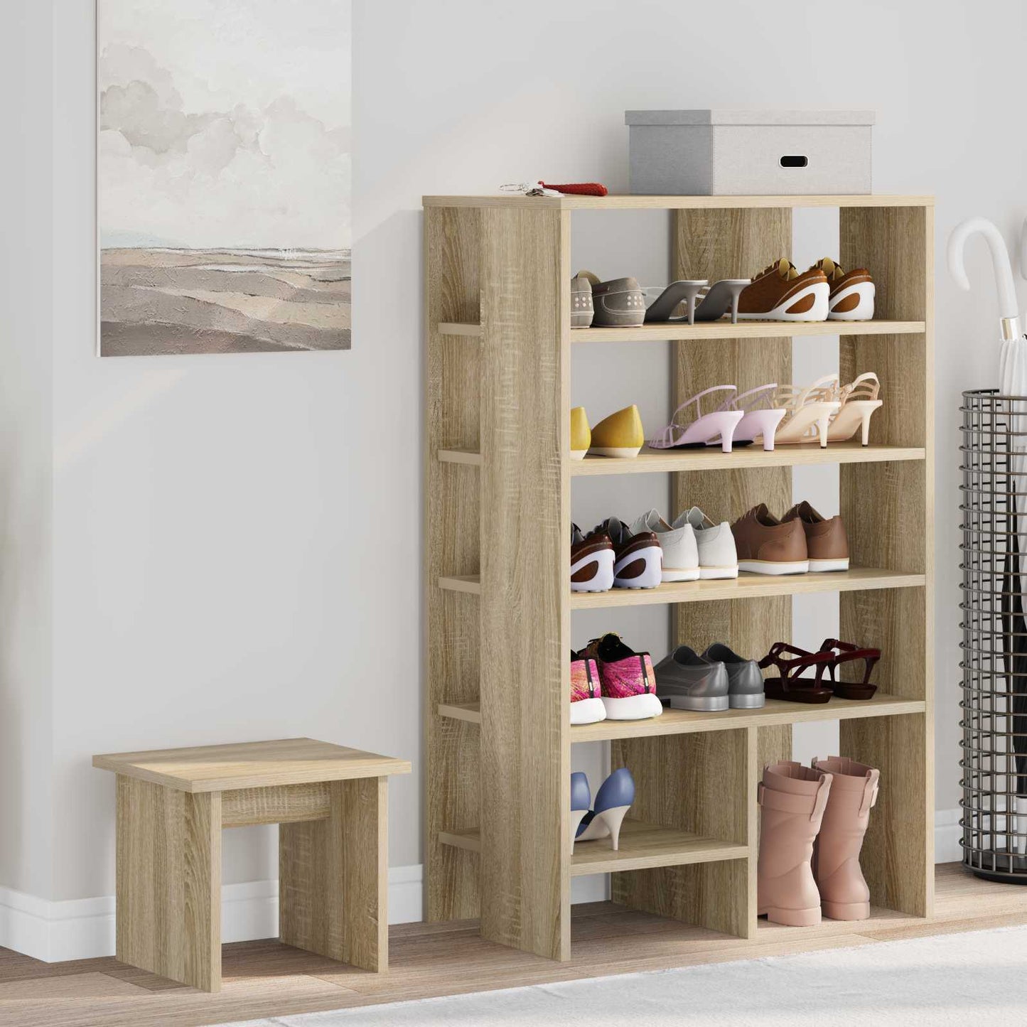Shoe Cabinet with Shelf 2 pcs Sonoma Oak Engineered Wood