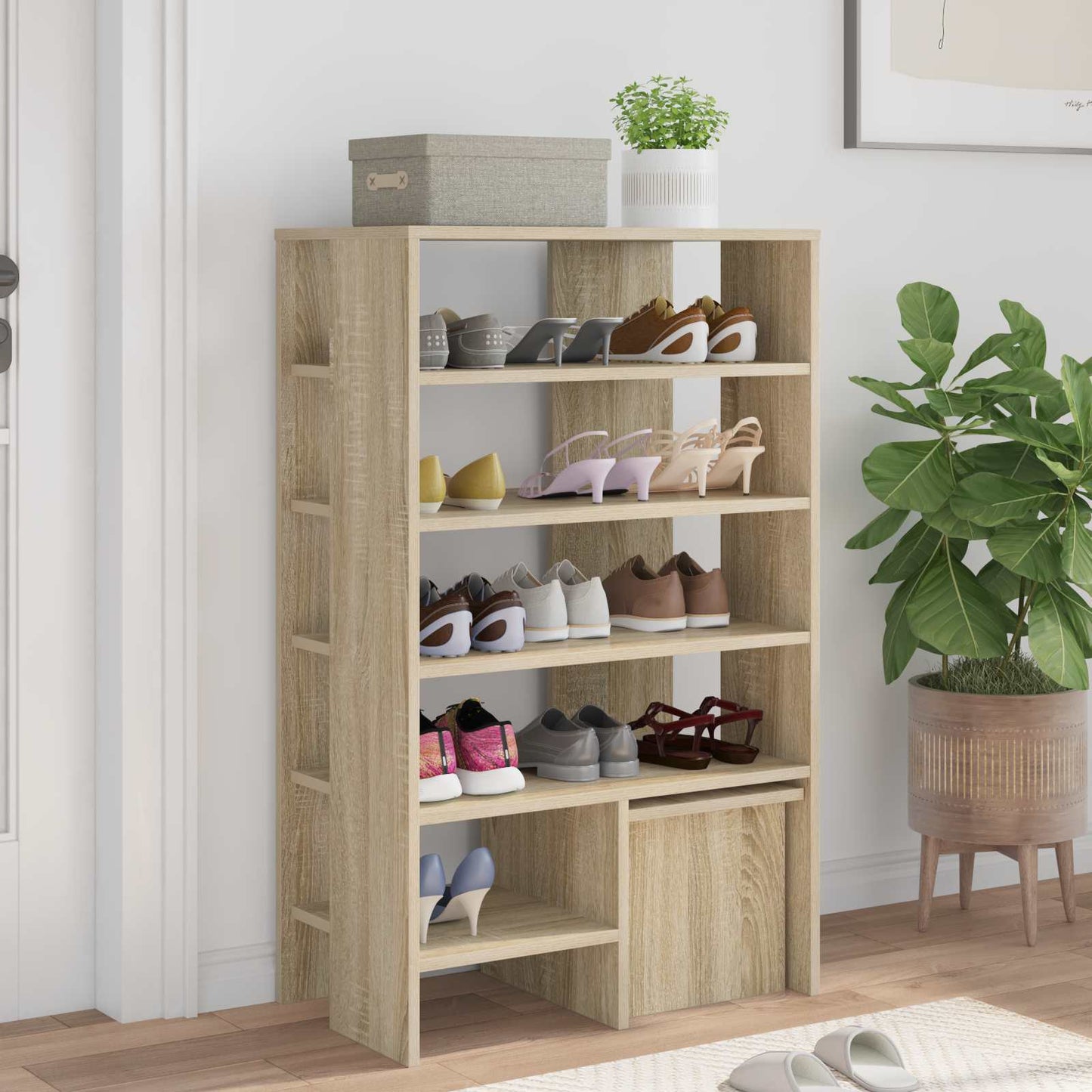 Shoe Cabinet with Shelf 2 pcs Sonoma Oak Engineered Wood