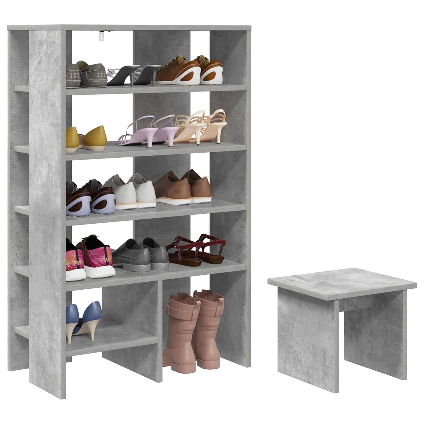 Shoe Cabinet with Shelf 2 pcs Concrete Grey Engineered Wood