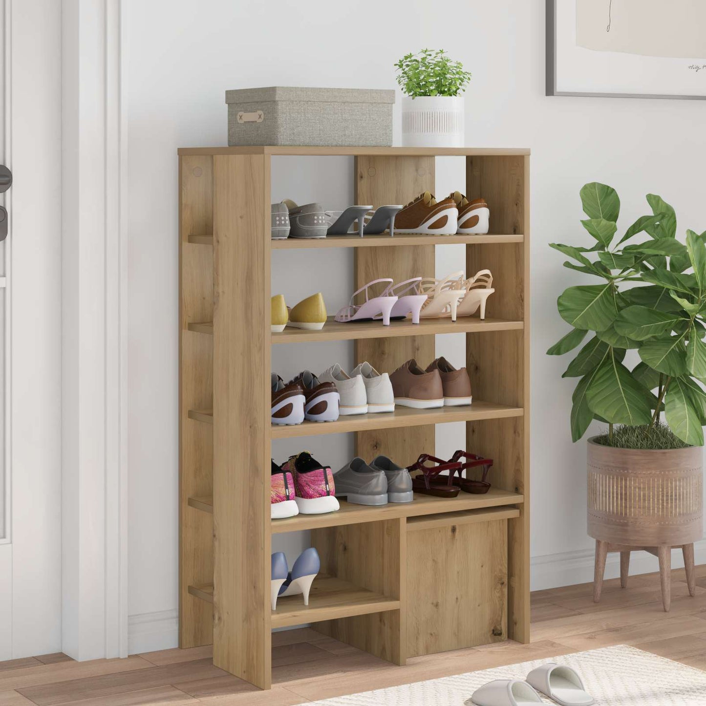 Shoe Cabinet with Shelf 2 pcs Artisan Oak Engineered Wood