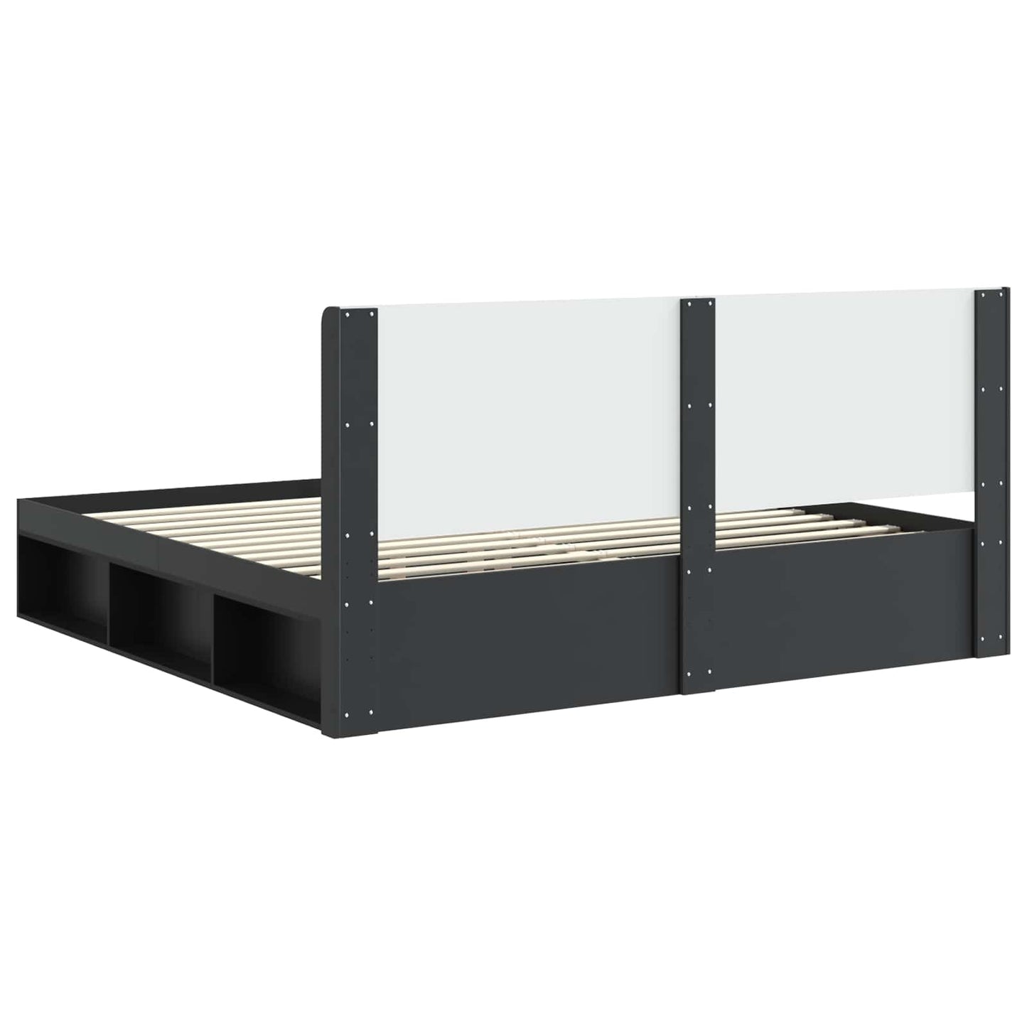 Bed Frame with Storage and Headboard Black 200 x 200 cm