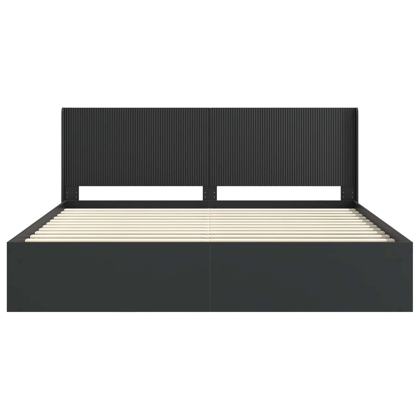 Bed Frame with Storage and Headboard Black 200 x 200 cm
