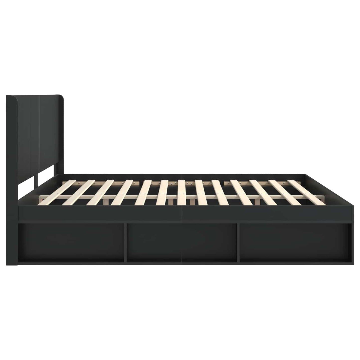 Bed Frame with Storage and Headboard Black 200 x 200 cm