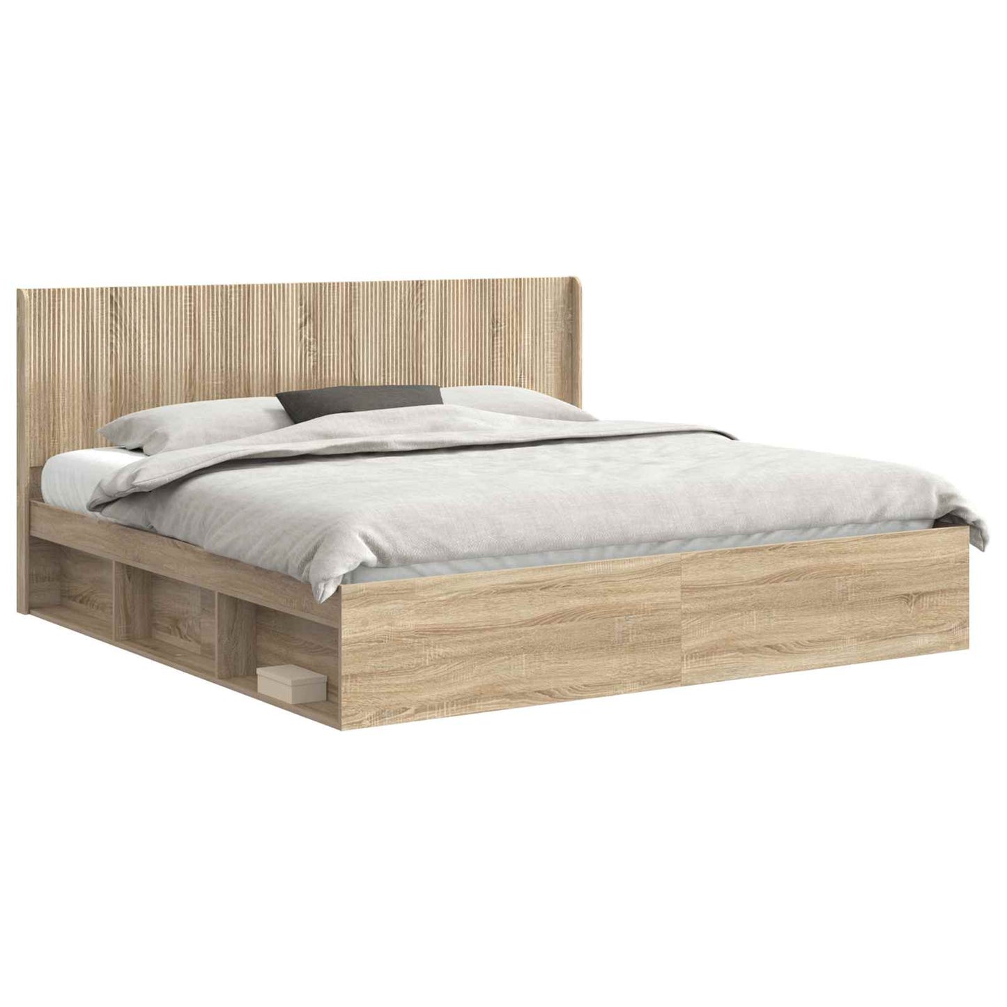 Bed Frame with Storage and Headboard Sonoma Oak 200 x 200 cm