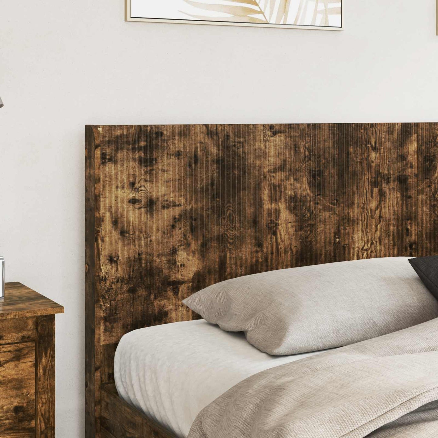 Bed Frame with Storage and Headboard Smoked Oak 200 x 200 cm