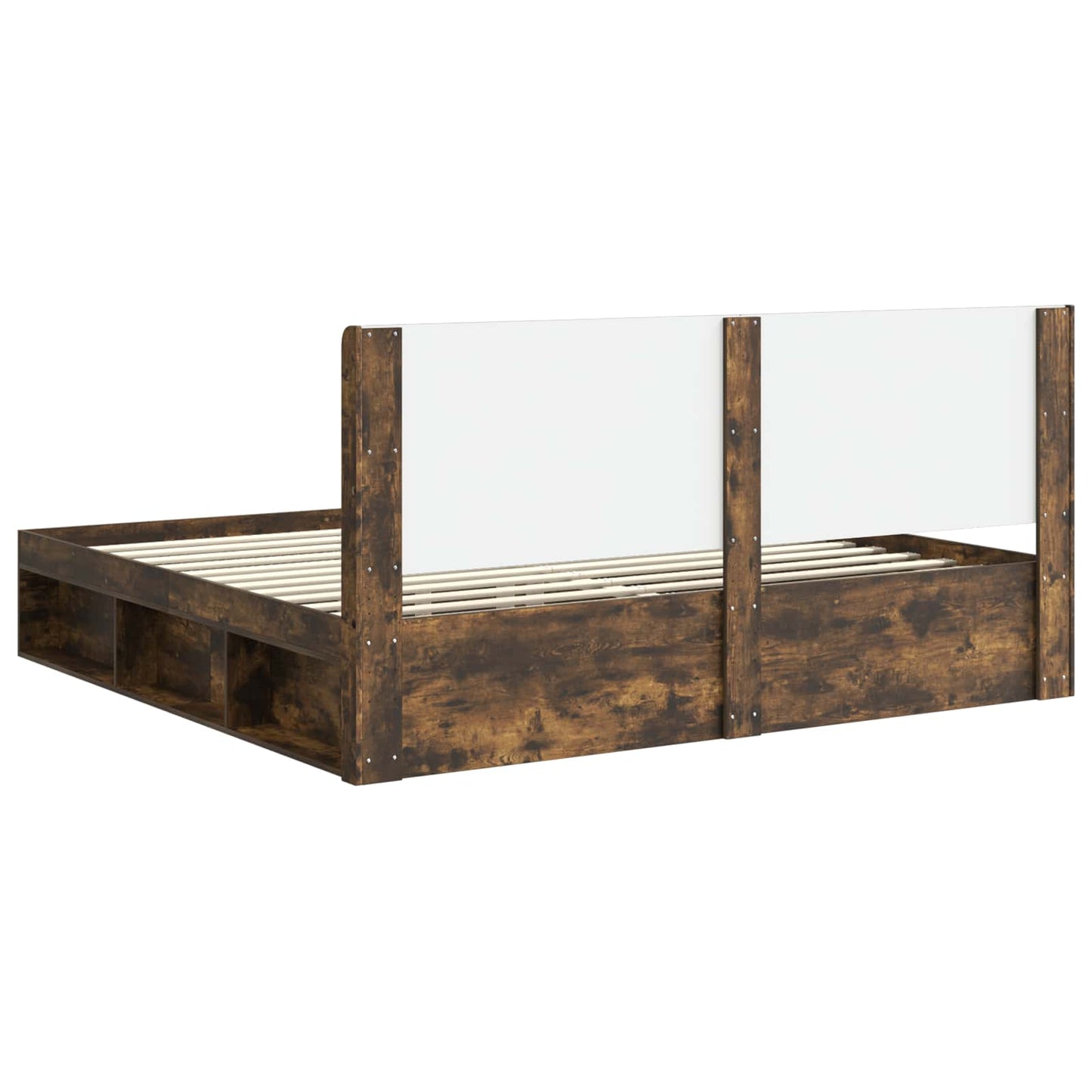 Bed Frame with Storage and Headboard Smoked Oak 200 x 200 cm
