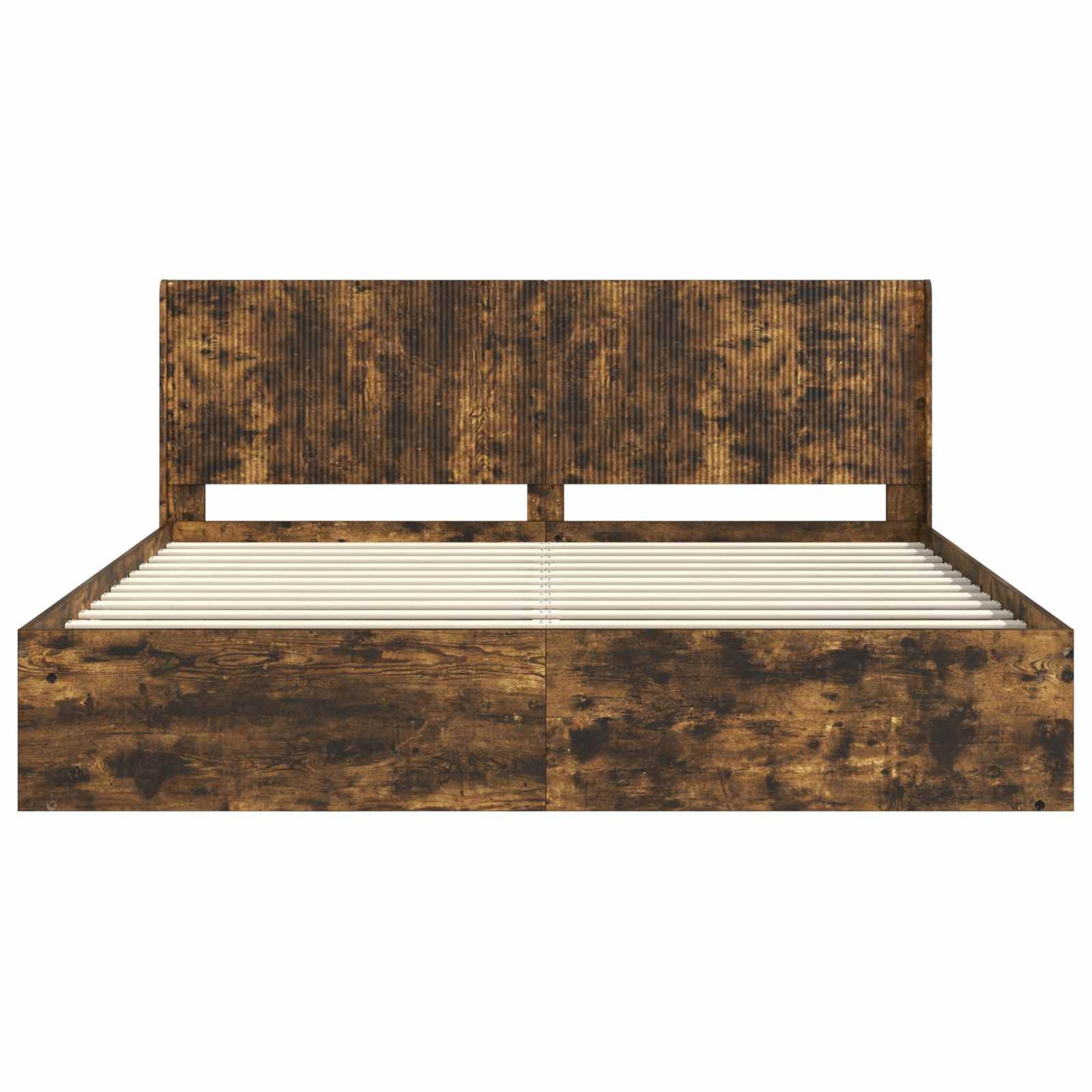 Bed Frame with Storage and Headboard Smoked Oak 200 x 200 cm