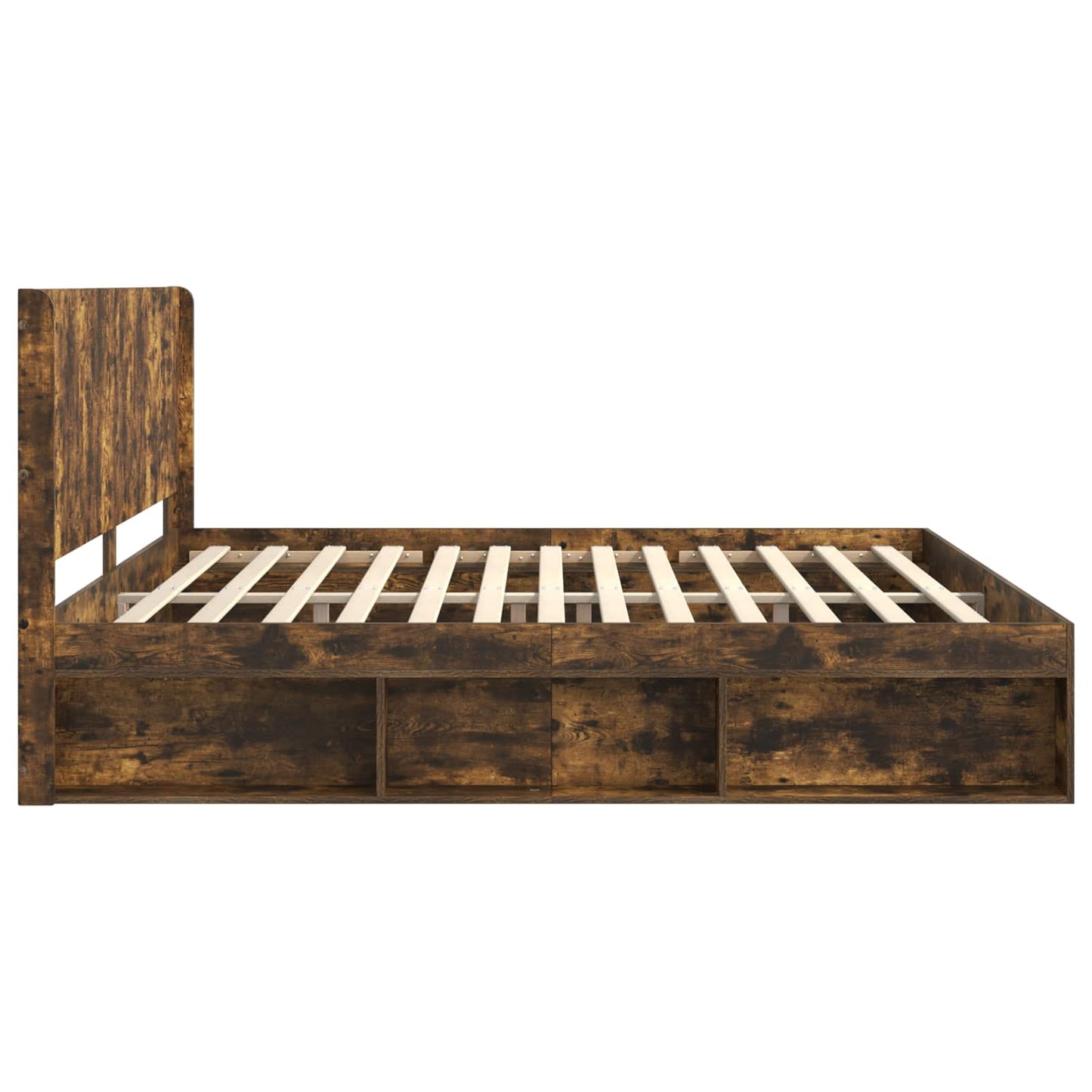 Bed Frame with Storage and Headboard Smoked Oak 200 x 200 cm