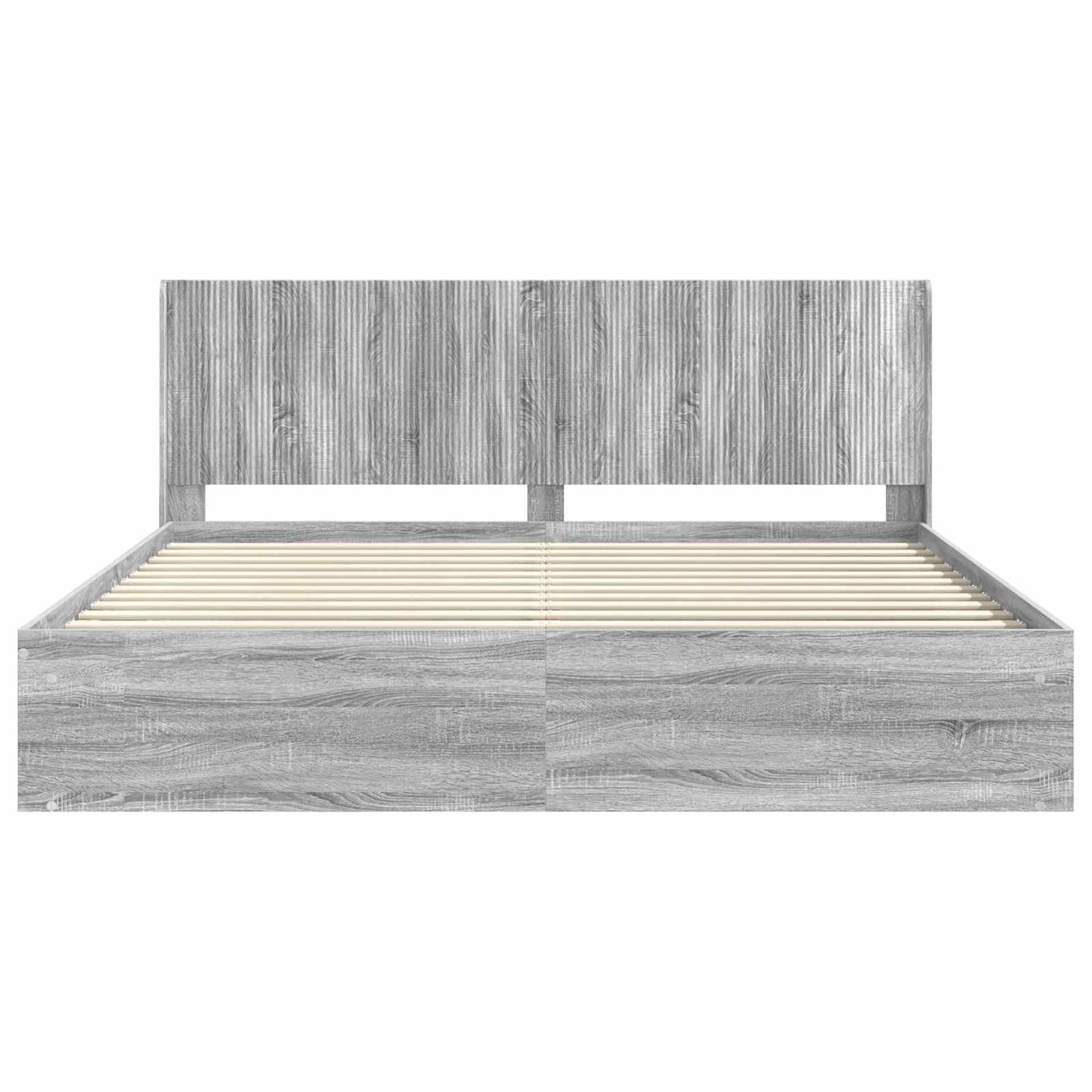 Bed Frame with Storage and Headboard Grey Sonoma 200 x 200 cm