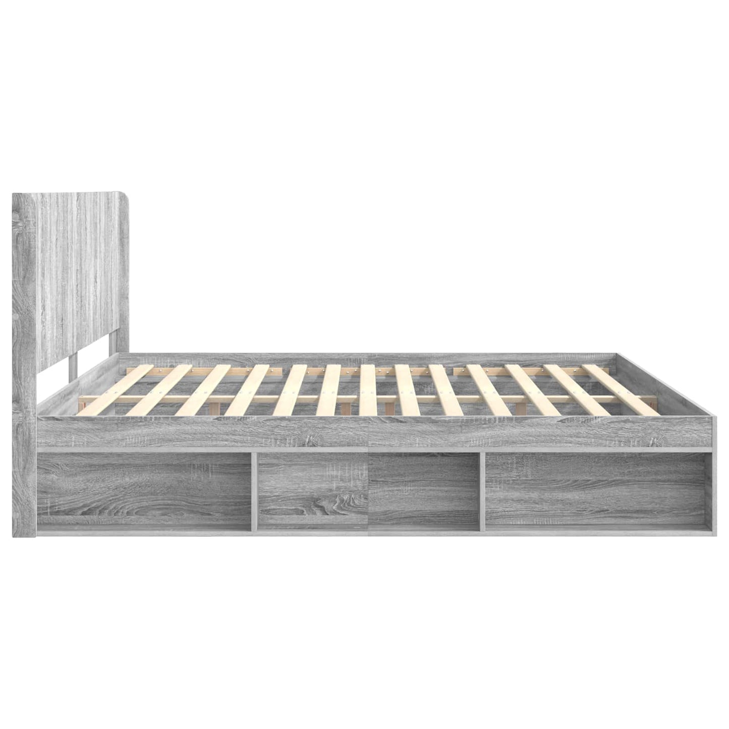 Bed Frame with Storage and Headboard Grey Sonoma 200 x 200 cm