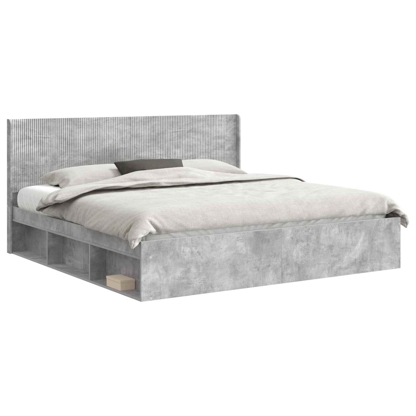 Bed Frame with Storage and Headboard Concrete Grey 180 x 200 cm