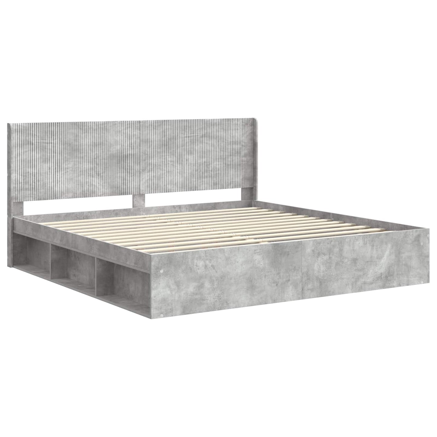 Bed Frame with Storage and Headboard Concrete Grey 180 x 200 cm