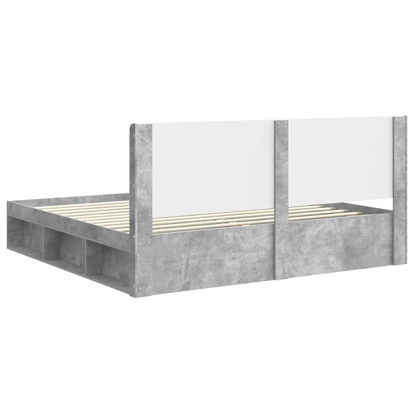 Bed Frame with Storage and Headboard Concrete Grey 180 x 200 cm