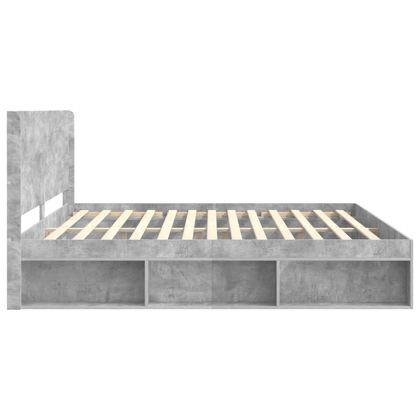 Bed Frame with Storage and Headboard Concrete Grey 180 x 200 cm