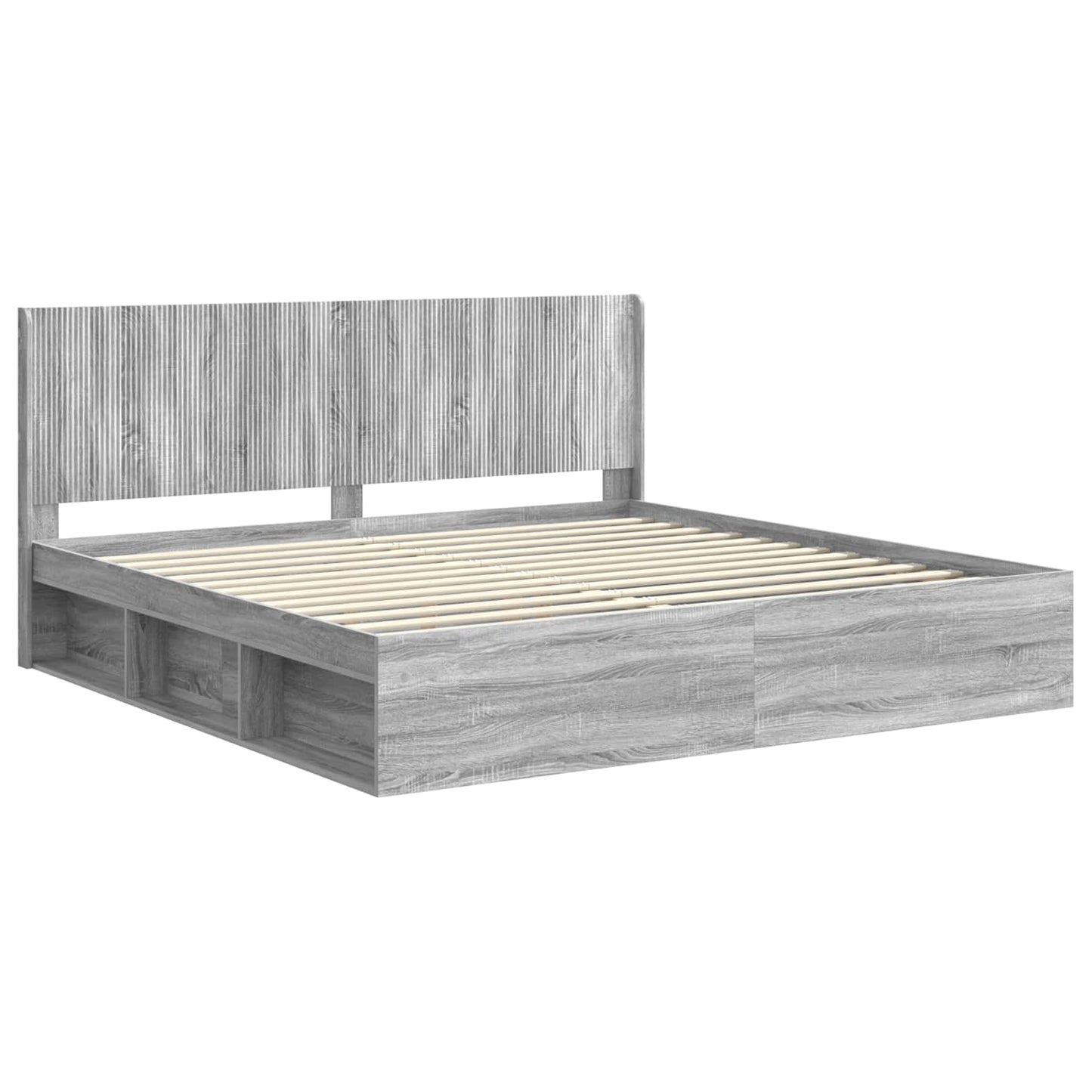 Bed Frame with Storage and Headboard Grey Sonoma 180 x 200 cm