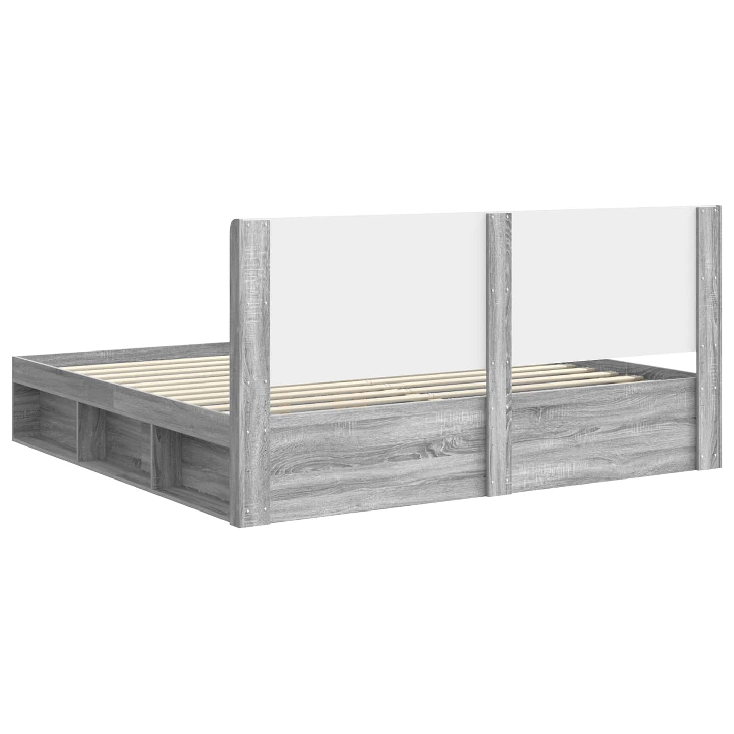 Bed Frame with Storage and Headboard Grey Sonoma 180 x 200 cm