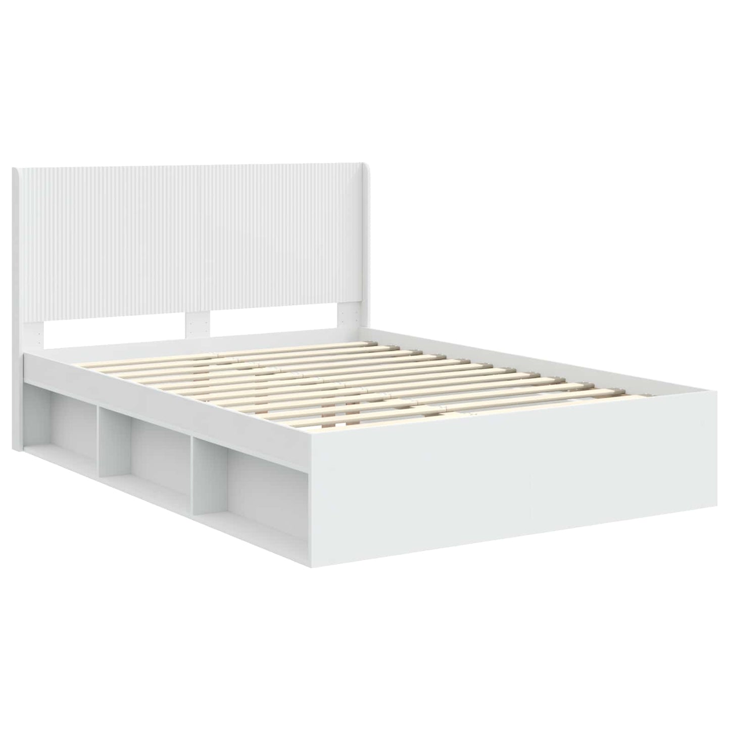 Bed Frame with Storage and Headboard White 150 x 200 cm