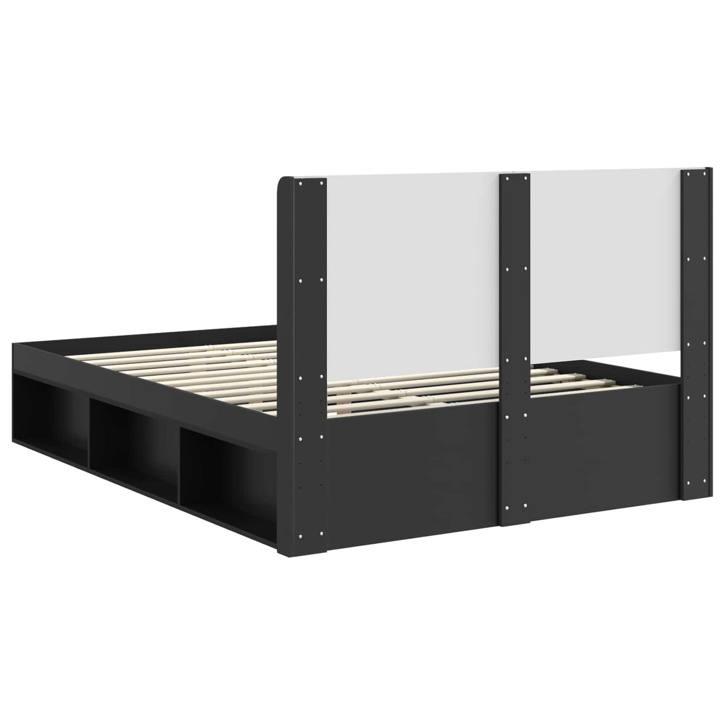 Bed Frame with Storage and Headboard Black 150 x 200 cm