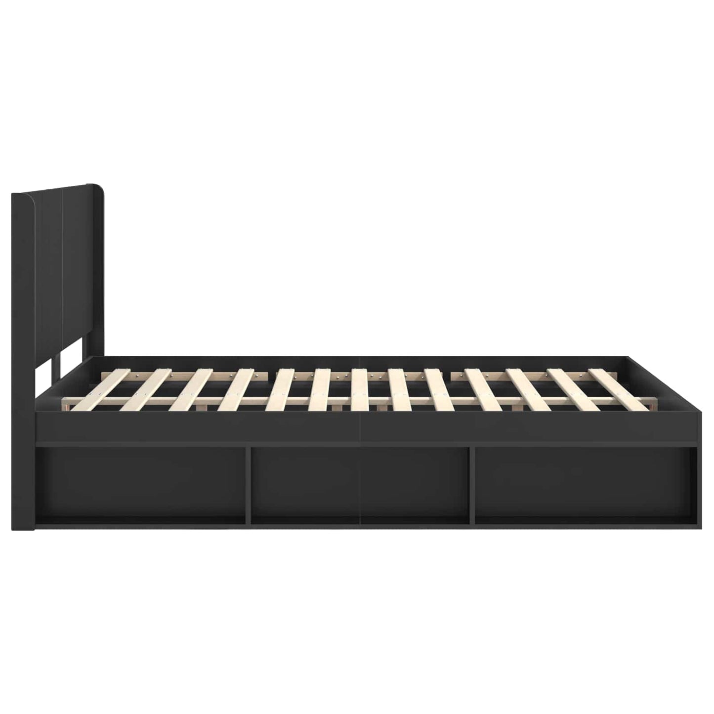 Bed Frame with Storage and Headboard Black 150 x 200 cm